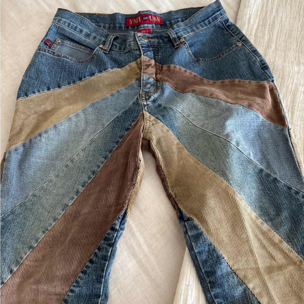 Vintage Patchwork Denim corduroy Jeans - Picture 2 of 9